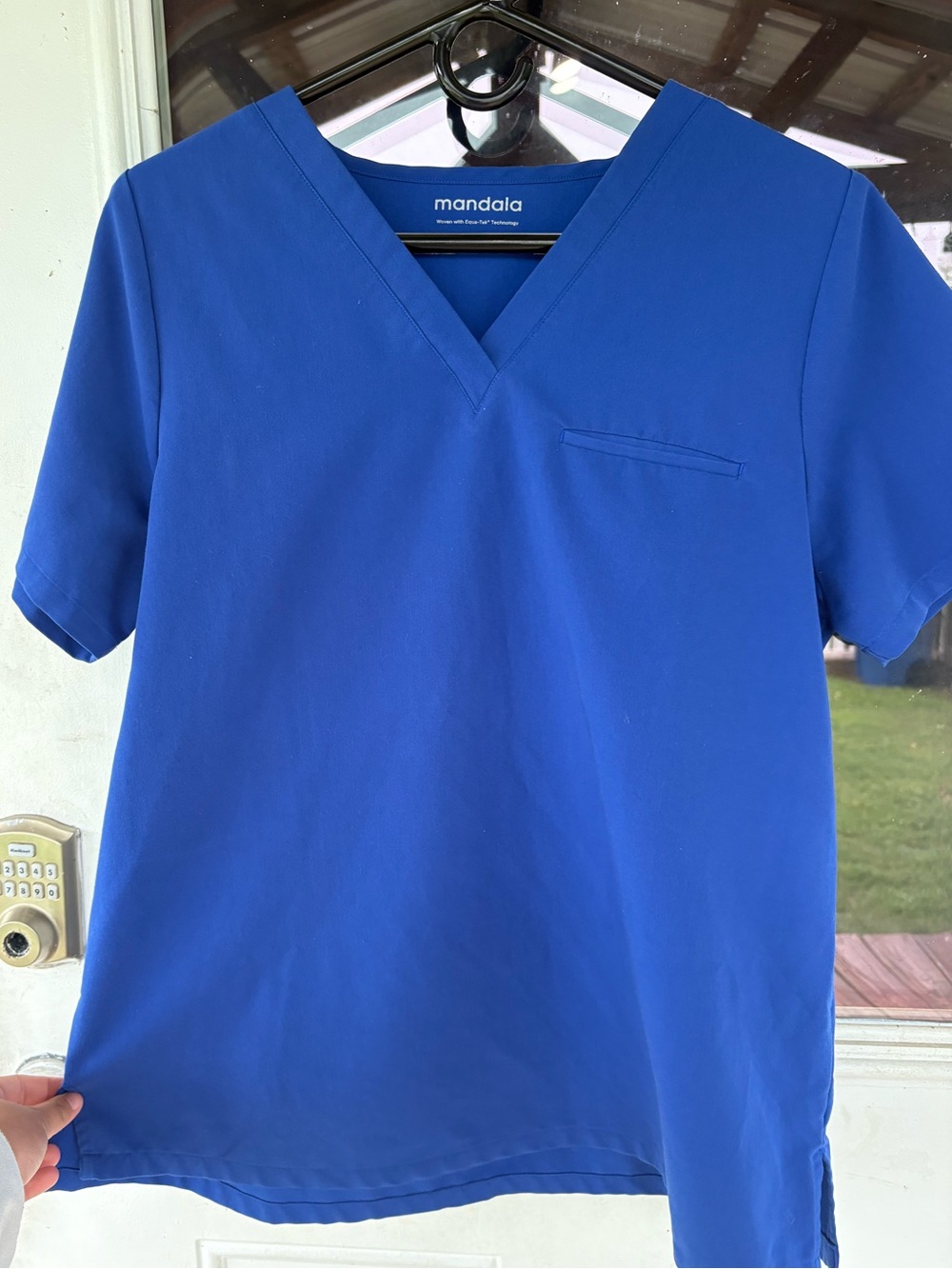 Mandala Royal Blue V-Neck Scrub Top